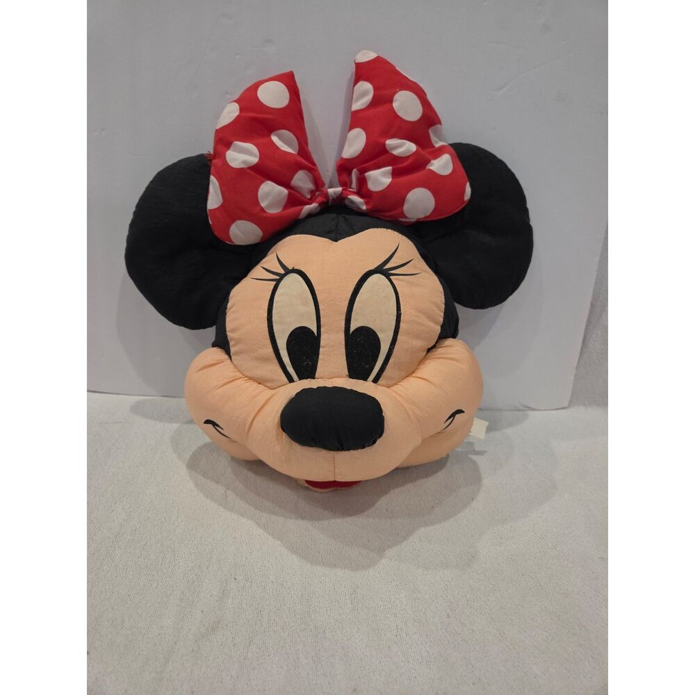 Vintage 90s Minnie Mouse Plush Pillow Disney Character Head Y2k Disney